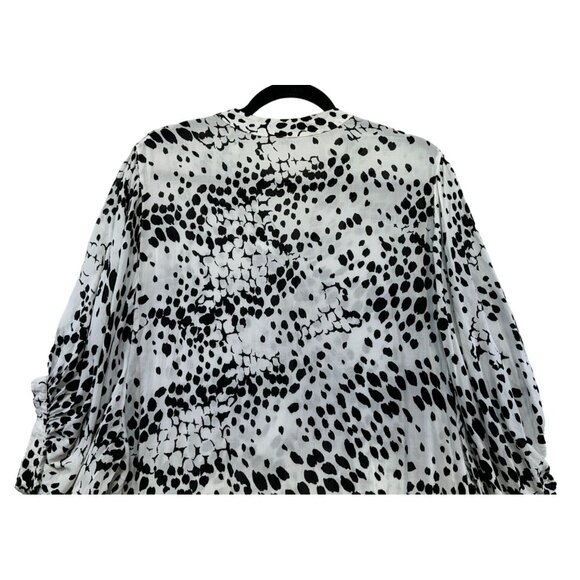 Express Womens Polka Dot Blouse Size M Black & White - Picture 10 of 11